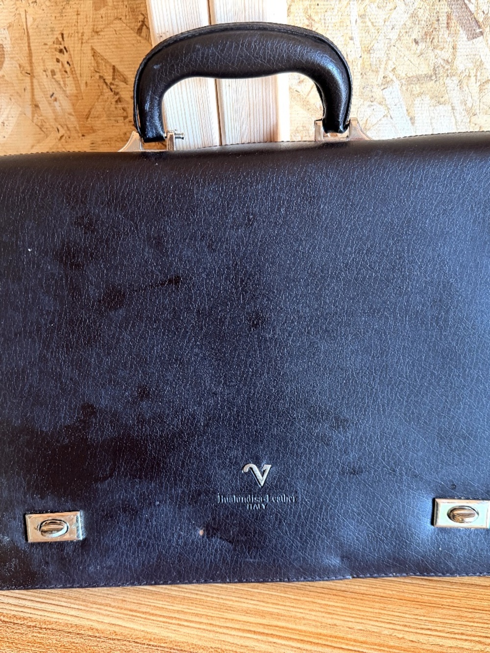 Vintage Italmoda Leather Italy Black Briefcase Portfolio